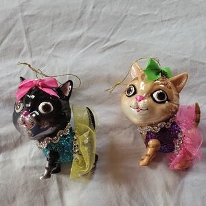 Festive Black and Tan Cat Ornaments for Holiday Decor